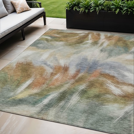 Homeroots 5' X 8' Beige And Copper Abstract Washable Indoor Outdoor Area Rug 631330