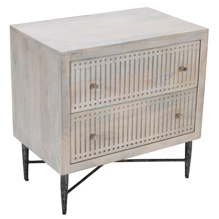 Homeroots 28" Ivory Solid Wood Two Drawer Nightstand 488761