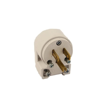 Leviton Plug Commercial PVC Angle Blade 5-15P 18-12 AWG 2 Pole 3 Wire Carded White 020-515AN-00W