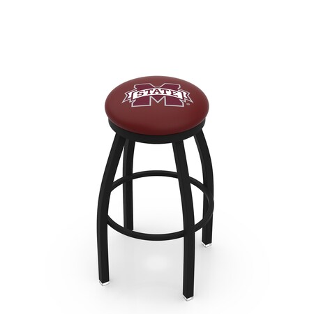 Holland Bar Stool Co 36" Blk Wrinkle Mississippi State Swivel Bar Stool, Accent Ring L8B2B36MssStU