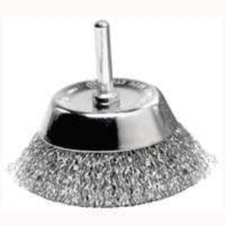 Weiler Wire Cup Brush, 2-3/4 in Dia, 1/4 in Arbor/Shank, Steel Bristle 36420