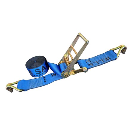Tie 4 Safe 3'' x 30' Ratchet Strap w/ Wire J Hook. WLL: 5,400 LBS Blue RT20R-1530-W20-BU-1