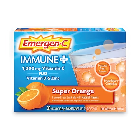 Emergen-C Immune+ Formula, 0.33 oz, Super Orange, 30 Packets F85898100042T