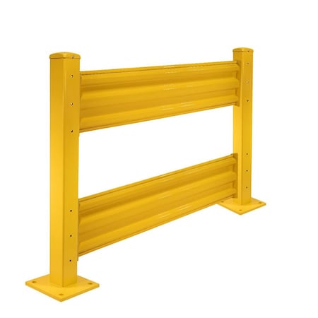 Mytee Products 4 inx4 inx42 in Bolt-On Steel Rigid Post & 6 ftx15 in 3-Rib Guard Rails Warehouse GR3RP-4206-KIT