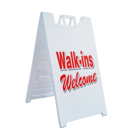 Signmission Walk-ins Welcome, A-Frame & 2 Decals Installed, Heavy-Duty Plastic Frame SBHD-D-2436-Walk-ins Welcome