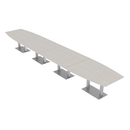 Skutchi Designs Boat Conference Table With Power Unit, 48 in W, 240 in L, Ivory HAR-BOT-48x240-DOU-K458-NA