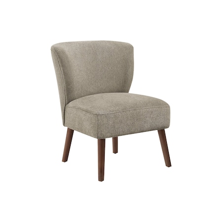 Monarch Specialties Accent Chair, 33-in. H, Upholstered, Living Room, Bedroom, Lght Brwn Fabric, Walnut Solid Wood Legs I 8086
