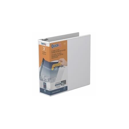 Quickfit View Binder, 3-Ring Binder, Angle D Ring, 3 Inch, White - 3in Binder Capacity - Letter - 8 1/2in x 870500