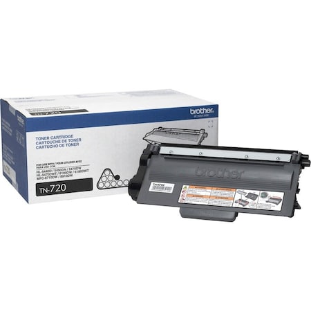 Brother Genuine TN720 Mono Laser Black Toner Cartridge - Monochrome Toner - Laser - Black - 1 Each TN720