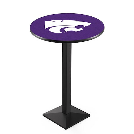 Holland Bar Stool Co 42" Blk Wrinkle Kansas State Pub Table, 36" dia. Top L217B4236KnsasS