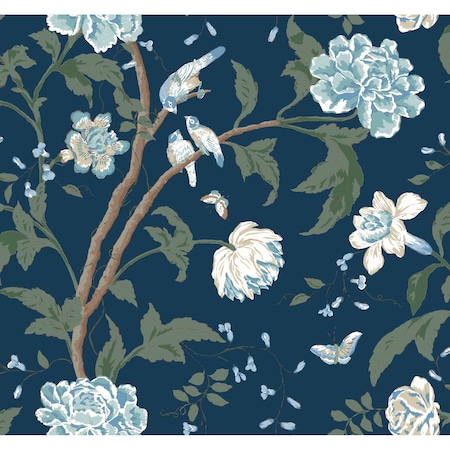 York Wallcoverings Teahouse Floral Navy Wallpaper BL1782