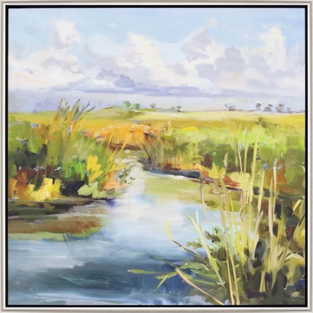 Homeroots Afternoon Skies Silver Floater Frame Print Wall Art 525082