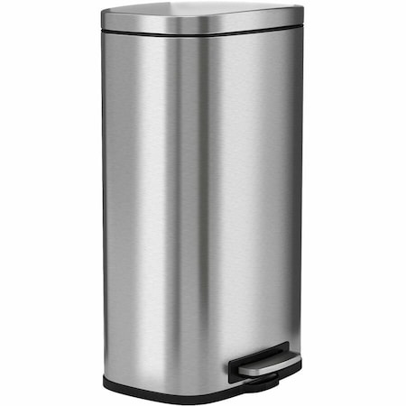 Hls Commercial 8 gal Rectangular Indoor Metal Can, Silver, Step Pedal, Stainless Steel, 14 in HLSS08RFR