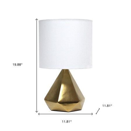 Homeroots 20" Gold Ceramic Novelty Table Lamp With White Drum Shade 643446