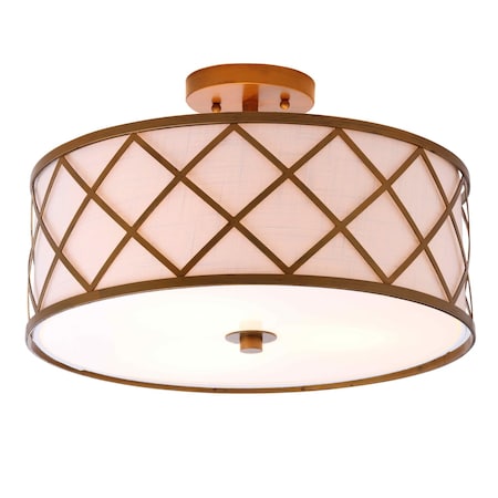 Jonathan Y Elizabeth 16.8 in. Metal LED Flush Mount, Gold/White JYL3504A