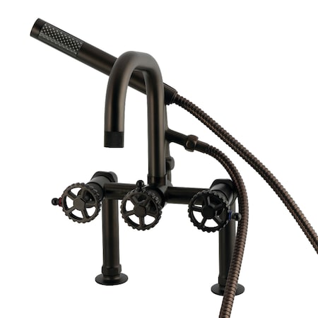 Kingston Brass 7" Center Deck-Mount Clawfoot Tub Faucet with Hand Shower, Oil Rubbed Bronze AE6005CG