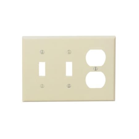 Leviton Combination Wallplate, Midway Size, Gang 3, Ivory 80521-I