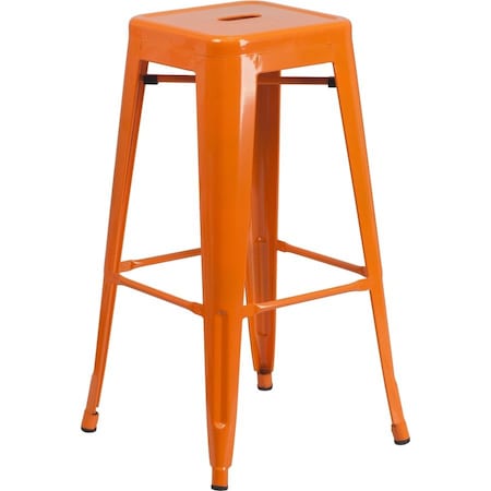 Flash Furniture 30" High No Back Orange Metal Barstool Square Seat CH-31320-30-OR-GG