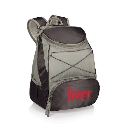 Picnic Time Family Of Brands NCAA Nebraska Cornhuskers PTX Backpack CoolerBlack with Gray Accents 633-00-175-404-0