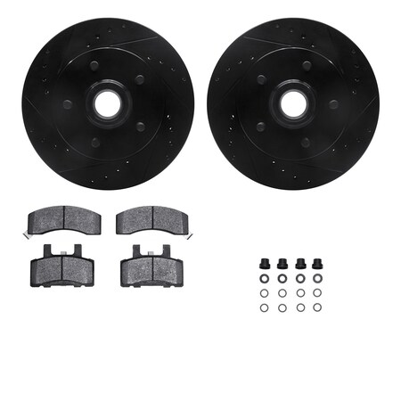 Dynamic Friction Co DFC Brake Rotor Drilled & Slotted - Black- w/Ultimate Duty Brake Pad & HW Kit 8412-48013