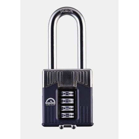 Squire Warrior Long Open Shackle Combination Padlock, Boron Steel, Combi 55/2.5 SQ-WARCOMBI55/2.5