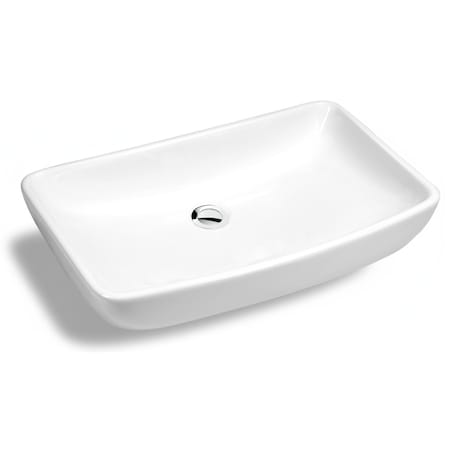 Anzzi 23 in Rectangular Ceramic Vessel Sink Basin, Glossy White, Curved Edge, Countertop Bathroom Vanity LS-AZ928