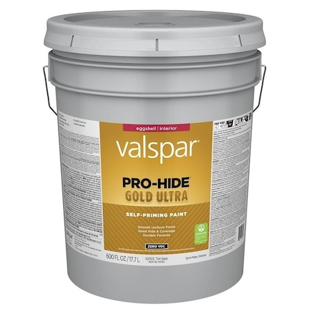 Valspar Pro-Hide Gold Ultra 6200 Latex Paint, Acrylic Base, Eggshell Sheen, Tint White, 5 gal 028.0062003.008