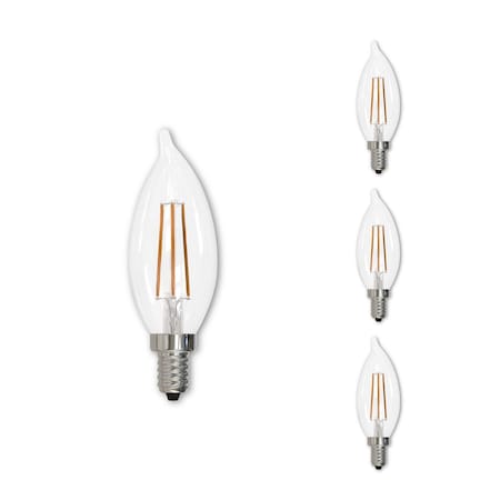Bulbrite 60w CA10 Clear Dimmable Edison Style Filament LED Light Bulb (E12) Candelabra Screw Base, 2700K, 4PK 861586