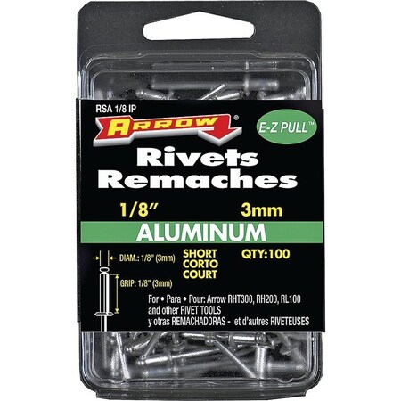 Arrow Fastener Rivet Short Alum 1/8X1/8In RSA1/8IP