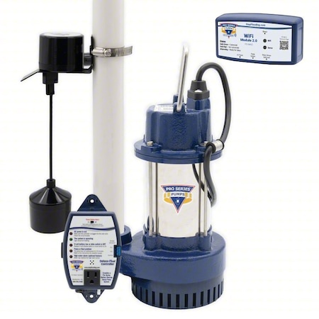 Pro Series Pumps SubmersibleSumpPump, 10ft, 13in, 115VAC S3033-VSC2-WiFi2
