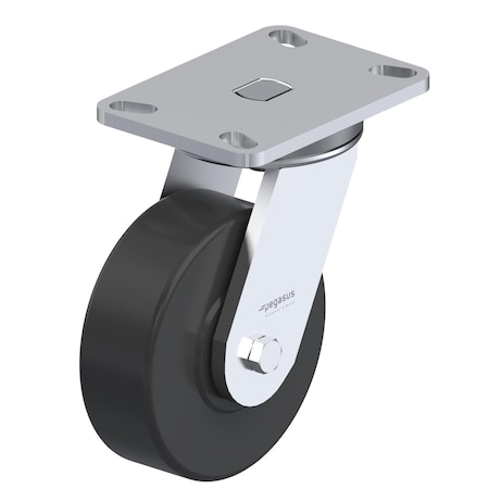 Pegasus Caster, Swivel Plate, Black Nylon, 2200 lb. P23S-NMB060K-16