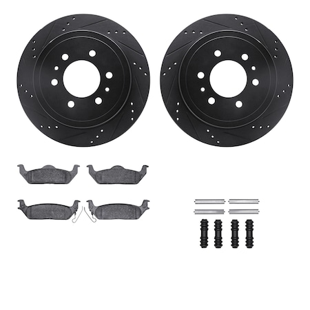 Dynamic Friction Co DFC Brake Rotor Drilled & Slotted - Black- w/Ultimate Duty Brake Pad & HW Kit 8412-54075
