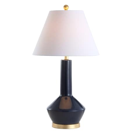Jonathan Y Copenhagen 29" Ceramic/Metal LED Table Lamp, Navy/Brass JYL6207A