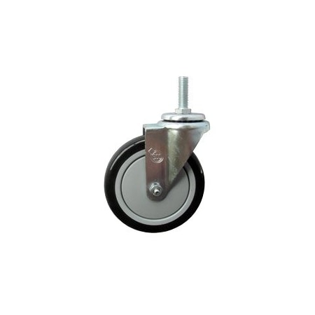 Service Caster 5 Inch SS Black Polyurethane Wheel Swivel 10mm Threaded Stem Caster SCC SCC-SSTS20S514-PPUB-BLK-M1015