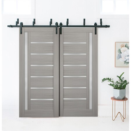 Sartodoors Barn Bypass Interior Door, 36" x 80", Gray QUADRO4088BBB-SSS-36