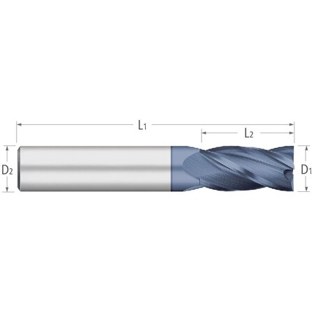 Titan Usa 4  Flute Square End Mill, 1/8 in dia, 1/2 in LOC, TICN Solid Carbide TC90508