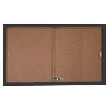 Aarco Enclosed Bulletin Board w/ Al Frame Sliding Doors, Powder Coated Bronze Anodized, 36''Hx60''W SBC3660BA