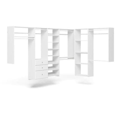 Easy Track 10-foot x 7-foot L-Shape Walk-In Closet Kit, White PH60-WH
