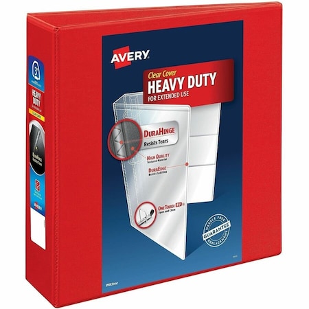 Avery Dennison Avery Heavy-Duty View Binder with One Touch EZD Rings, 3" Capacity, Red 79325