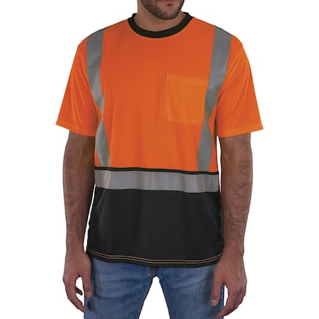 Ergodyne XL Orange Class 2 Essential Hi-Vis T-Shirt Black Bottom 8286BK