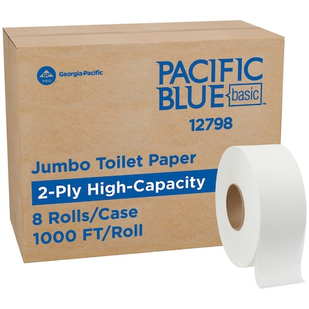Pacific Blue Envision, Jumbo Core, 2 Ply, Continuous Sheets, White, 8 PK 12798