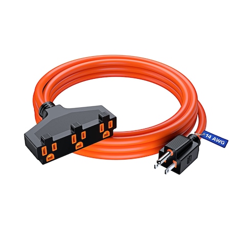Maximm 10ft 14AWG SJTW 3-Outlet Extension Cord, Orange 3OUT-EXT-ORG-10FT-1PK-SJTW