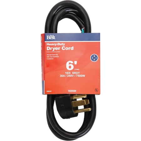 Do It Best 6 Ft. 10/4 30A Dryer Cord DRC-SDRT-1046