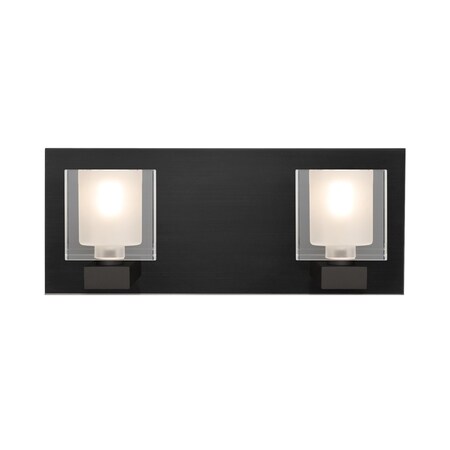 Besa Lighting Besa, Bolo Vanity, Clear/Frost, Black Finish, 2x3W LED 2WF-BOLOFR-LED-BK