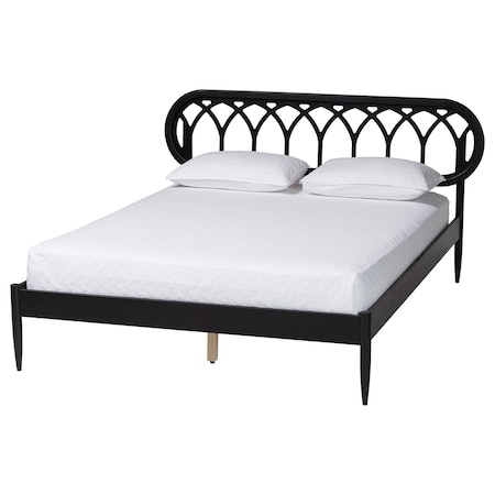 Baxton Studio Florica Art Deco Black Wood Queen Platform Bed 255-14153-ZORO