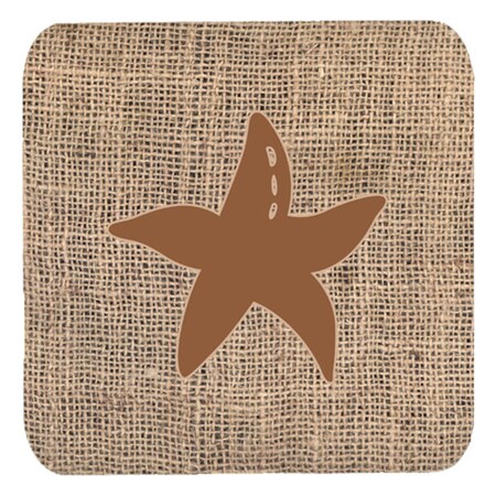 Carolines Treasures Starfish Burlap and Brown Foam Coasters- Set - 4 BB1100-BL-BN-FC