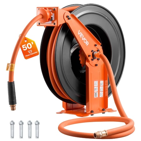 Vevor Retractable Air Hose Reel 50 FT x 1/2 Inch Air Hose Reel with Double Arm NTS-A20B