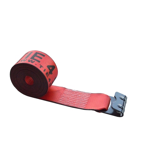 Tie 4 Safe 3'' x 40' Winch Straps w/ Black Flat Hook WLL: 5,400 lbs. Red TWS31-40M12N-R-C-1