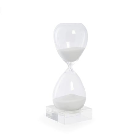 Bey Berk International Bey-Berk International 60 Minute Crystal Sand Timer on Crystal Base with White Sand - Clear & White D837W
