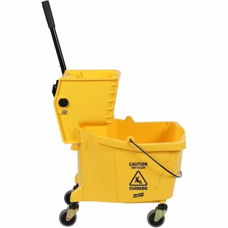 Genuine Joe Side Press Mop Bucket & Wringer Combo - 35 Quart - 21 x 16 x 14 - Yellow - 1 Each GJO02347